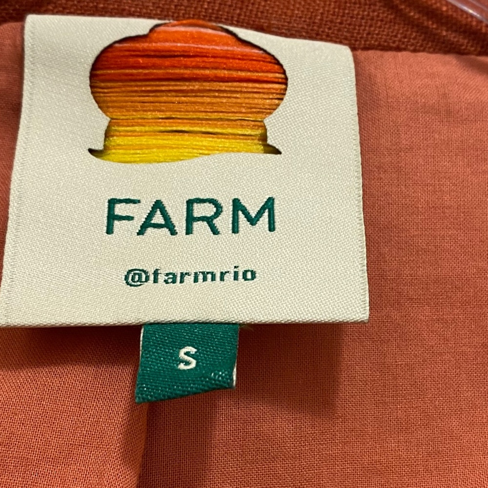 NWOT Farm Rio Single Breasted Linen Blazer In Brown Size S.(Oversized) - Picture 7 of 11